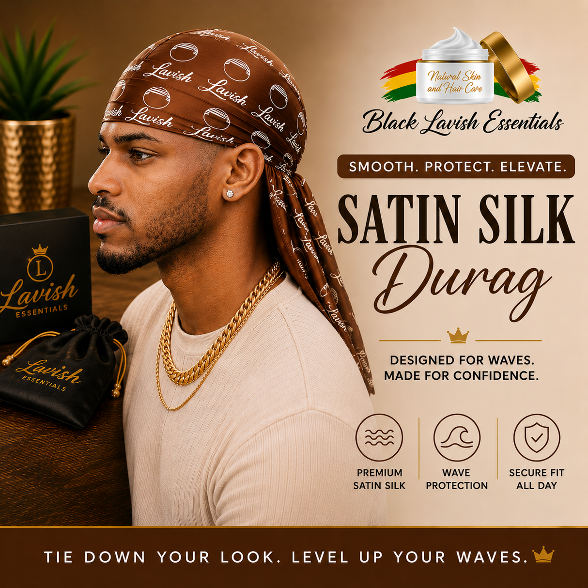 BLE Silk Satin Durags<br><br> 100% Silk for Superior 360 Wavers<br><br> Lavish / Luxury / Lifestyle