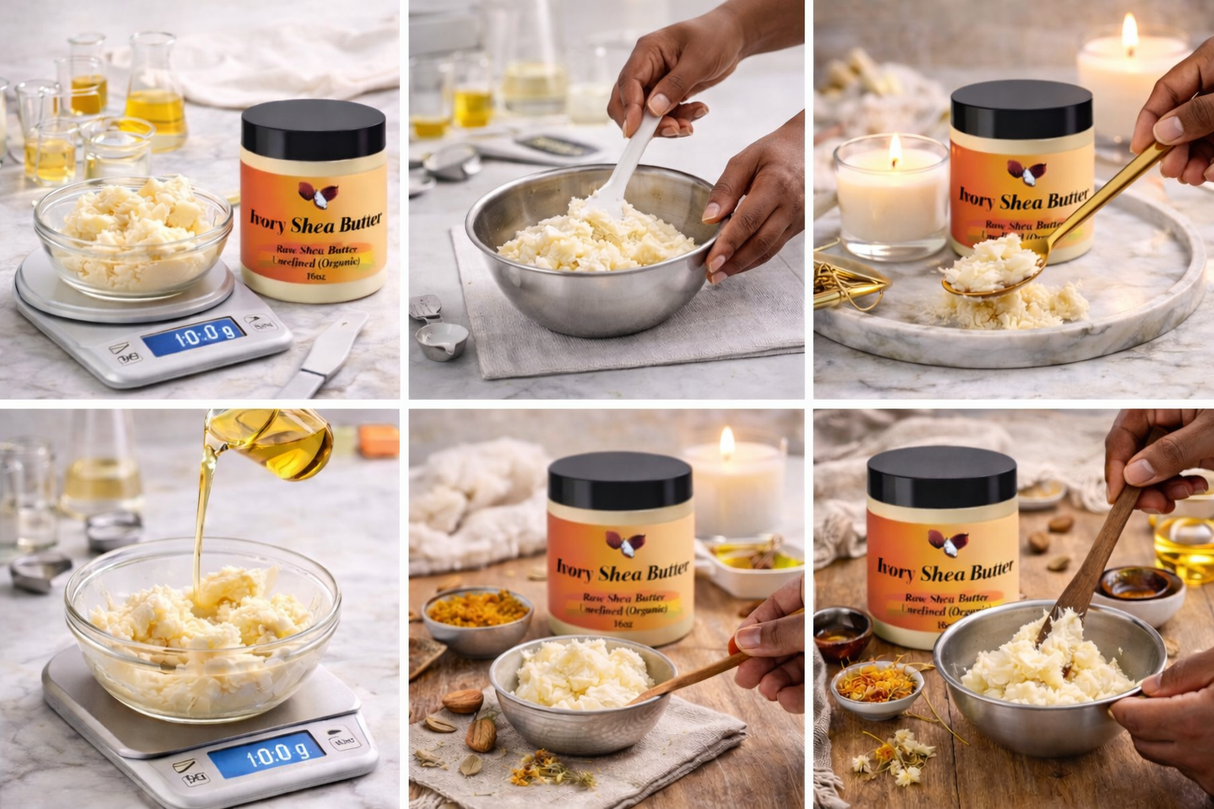 Organic Raw Shea Butter <br><br>Unrefined Grade A | West African Ivory Shea Butter <br><br>8oz & 16oz Jars