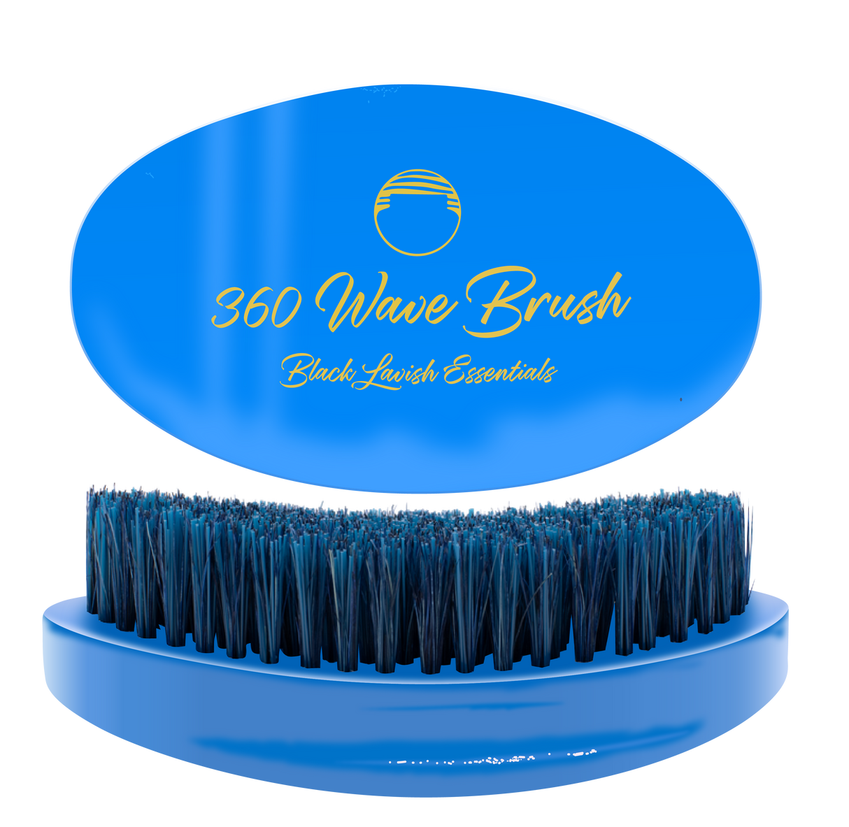 Blue 360 Wave Brush with black bristles on a white background