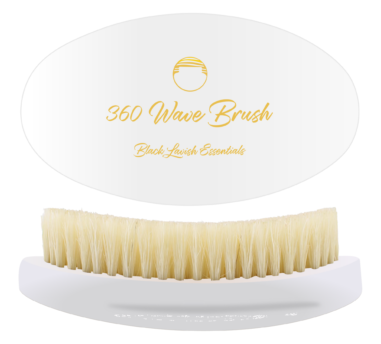 360 Wave Brush with white handle and beige bristles on a white background