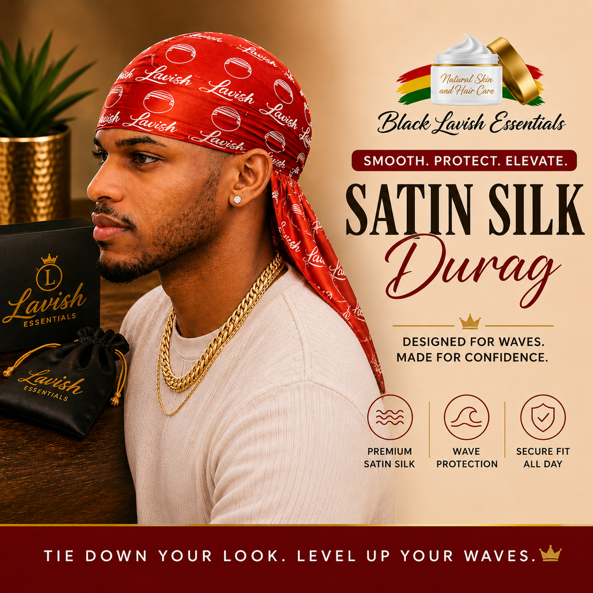 BLE Silk Satin Durags<br><br> 100% Silk for Superior 360 Wavers<br><br> Lavish / Luxury / Lifestyle