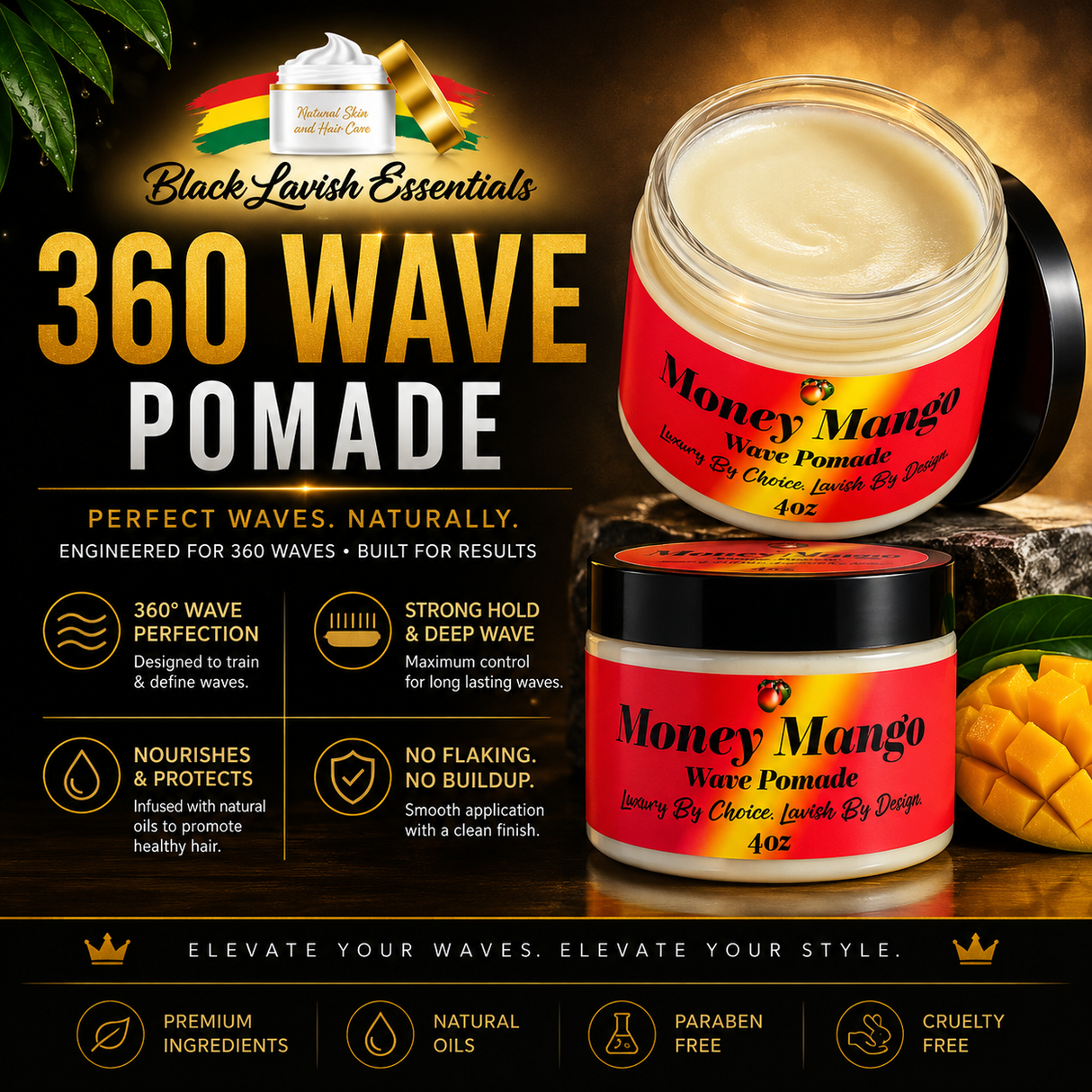 Ultra Smooth 360 Wave Pomade <br><br> Natural Non-Greasy Hair Styling Pomade For Deep Waves <br><br>Transform Your Wave Pattern