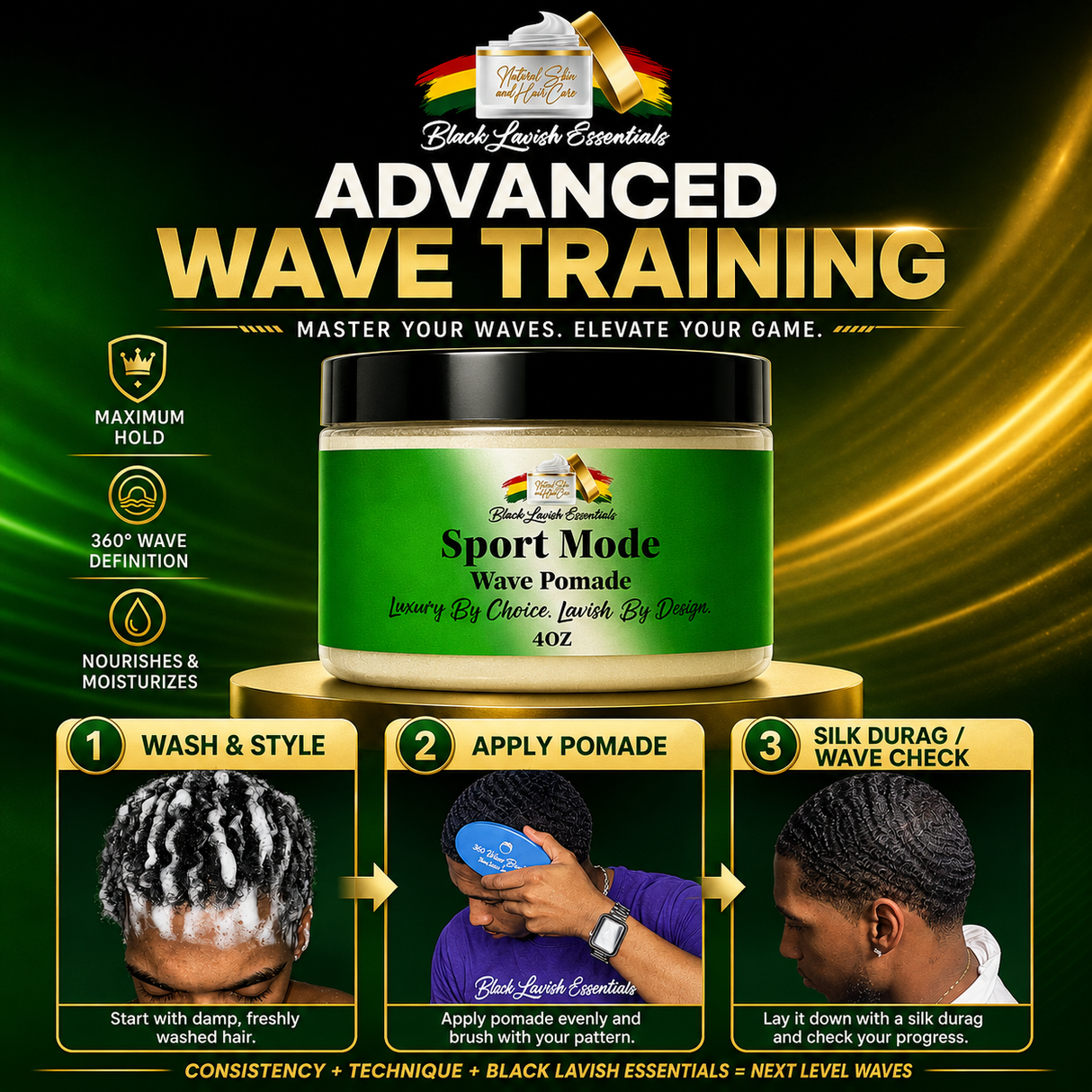 Ultra Smooth 360 Wave Pomade <br><br> Natural Non-Greasy Hair Styling Pomade For Deep Waves <br><br>Transform Your Wave Pattern