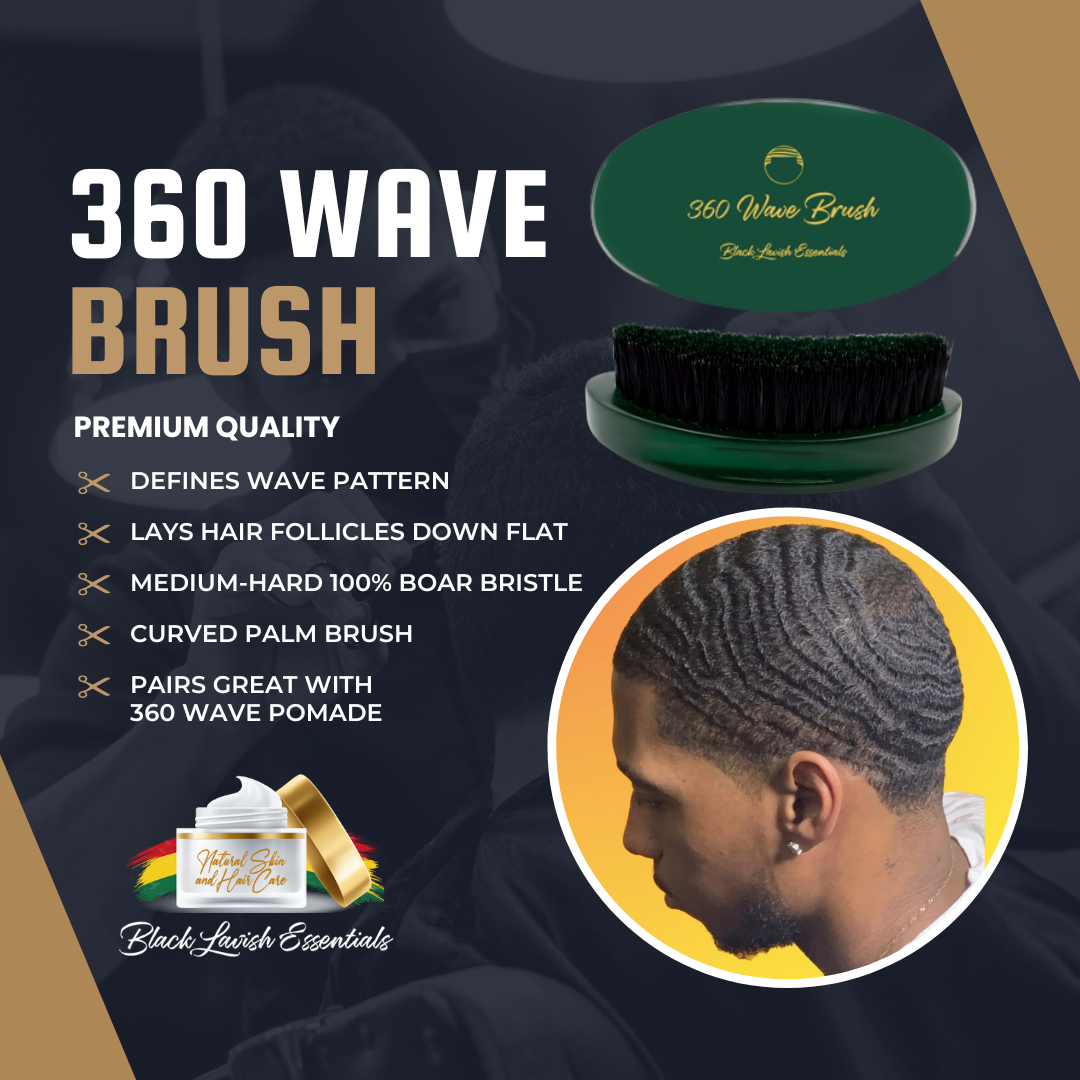 360 Wave Brush for Building Deeper Waves<br><br> Soft & Hard Boar Bristle Curved Brushes