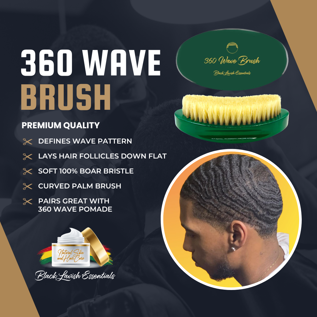 360 Wave Brush for Building Deeper Waves<br><br> Soft & Hard Boar Bristle Curved Brushes