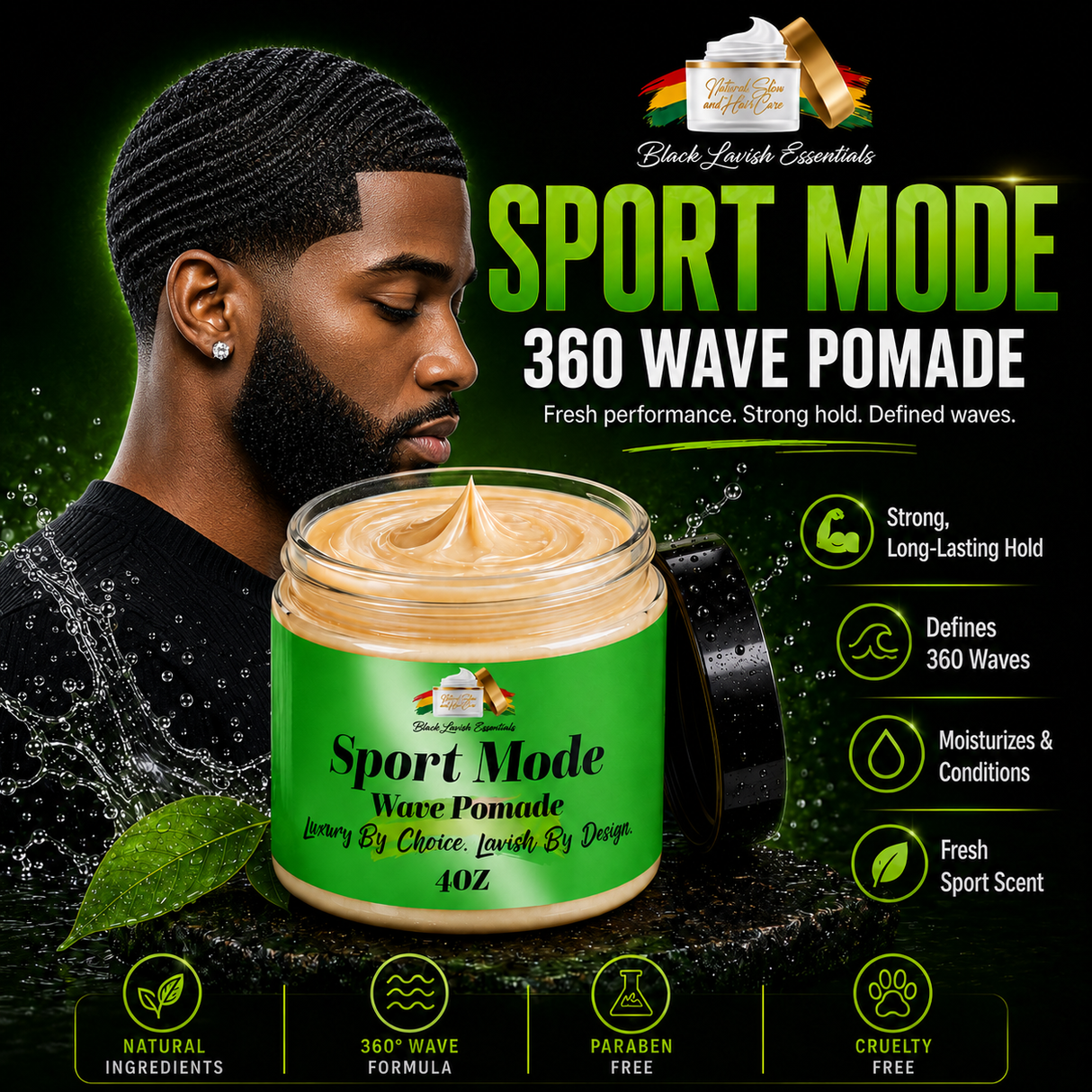 Ultra Smooth 360 Wave Pomade <br><br> Natural Non-Greasy Hair Styling Pomade For Deep Waves <br><br>Transform Your Wave Pattern