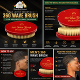 360 Wave Brush for Building Deeper Waves<br><br> Soft Brush & Medium-Hard Brush, 100% Boar Bristle