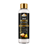 A 10 fl oz bottle of Black Lace Hairstyles 360 Wave Styling Shampoo with Butter + Avocado. The bottle is clear plastic with a shiny gold cap and a black label featuring gold and white text, with illustrations of butter and avocado.
