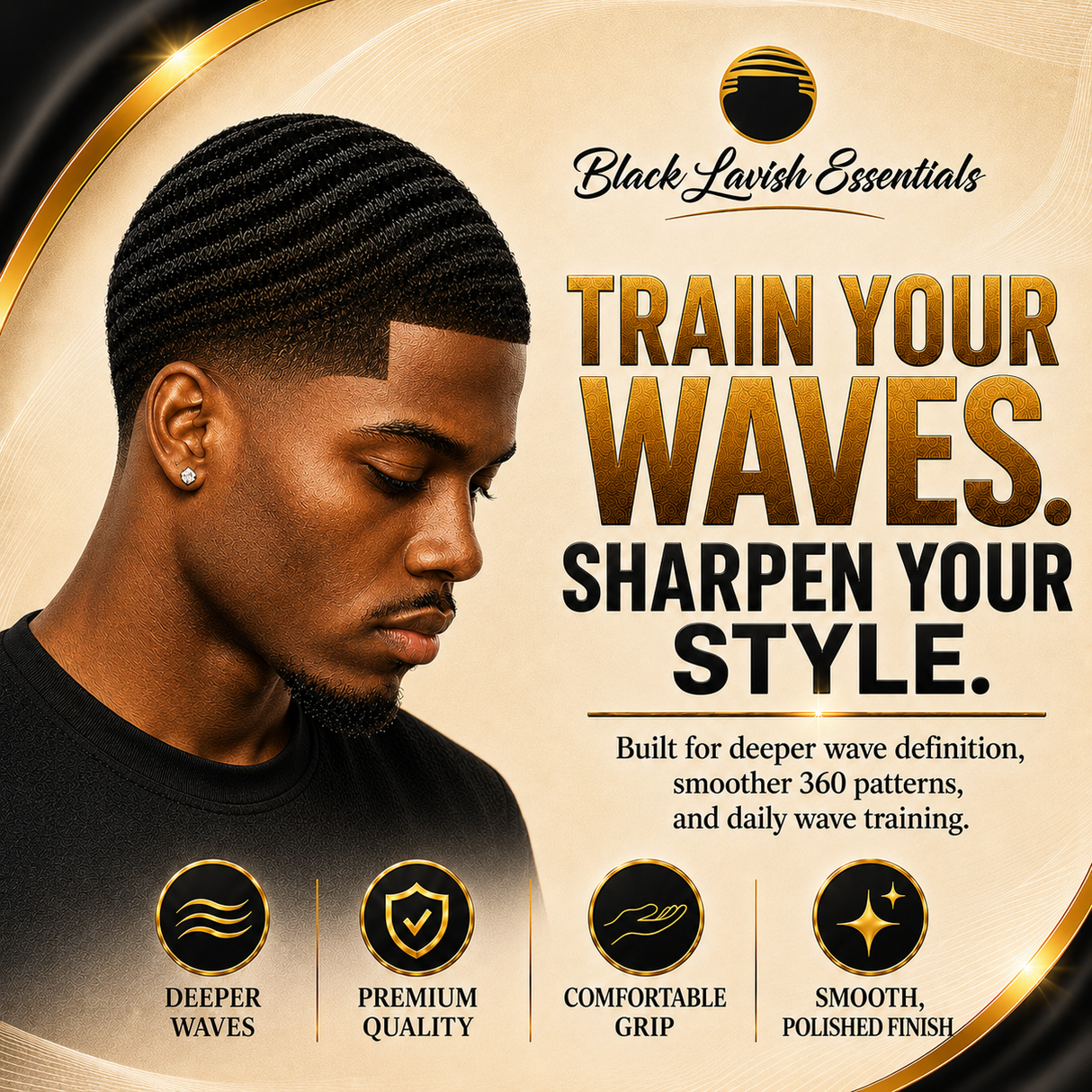 360 Wave Brush for Building Deeper Waves<br><br> Soft Brush & Medium-Hard Brush, 100% Boar Bristle
