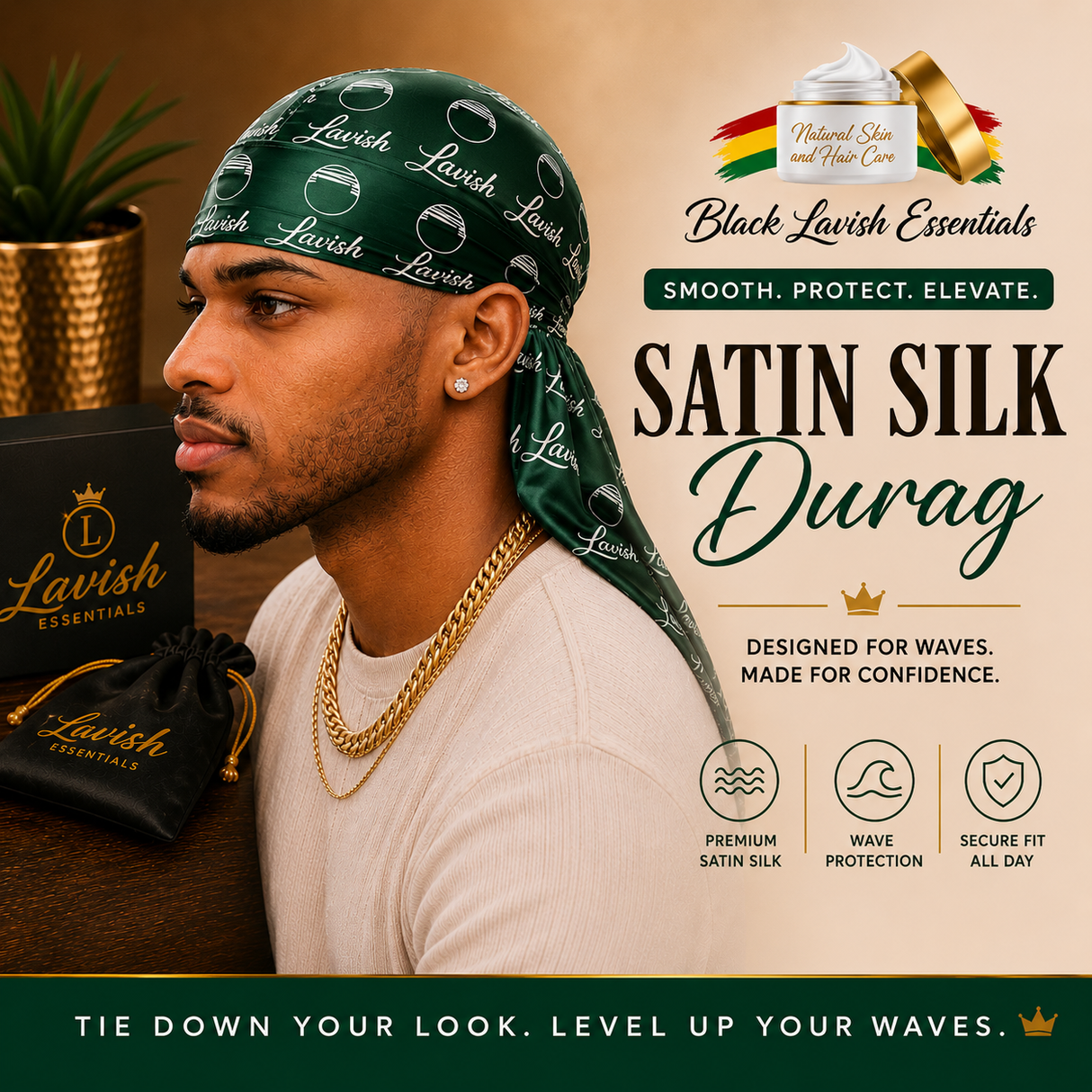 BLE Silk Satin Durags<br><br> 100% Silk for Superior 360 Wavers<br><br> Lavish / Luxury / Lifestyle