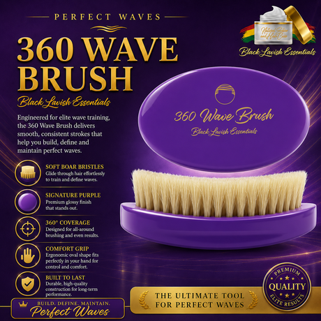 360 Wave Brush for Building Deeper Waves<br><br> Soft Brush & Medium-Hard Brush, 100% Boar Bristle