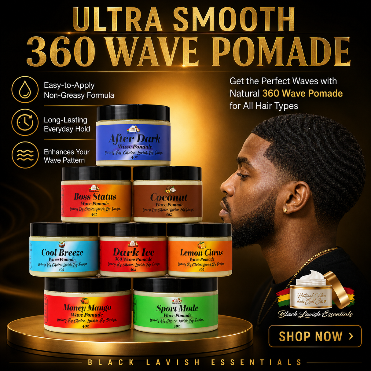 Ultra Smooth 360 Wave Pomade <br><br> Natural Non-Greasy Hair Styling Pomade For Deep Waves <br><br>Transform Your Wave Pattern