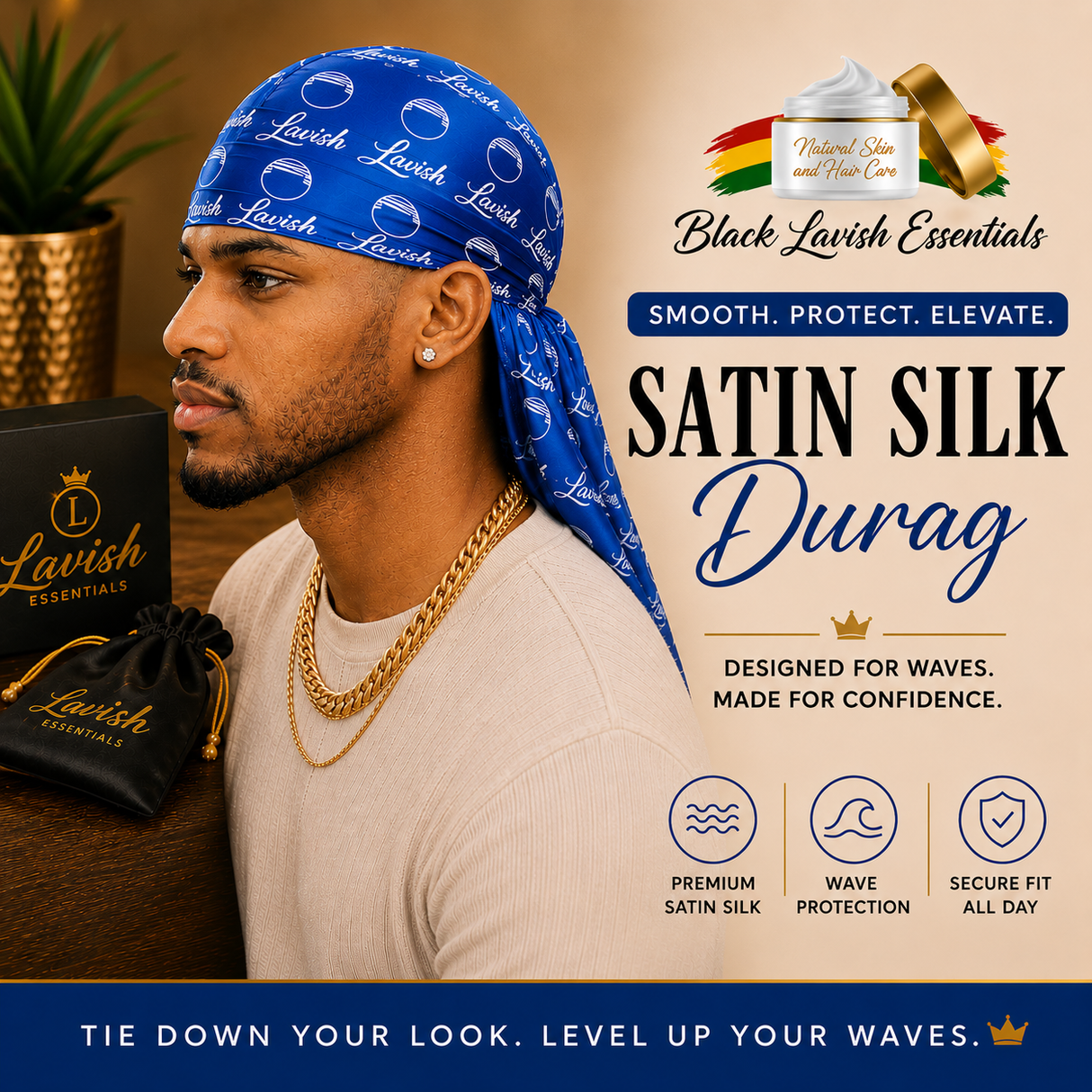 BLE Silk Satin Durags<br><br> 100% Silk for Superior 360 Wavers<br><br> Lavish / Luxury / Lifestyle