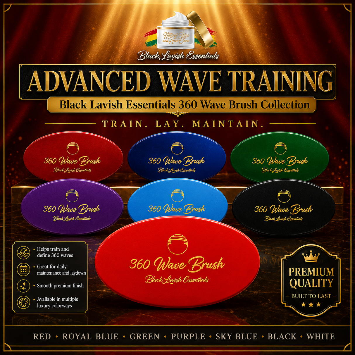 360 Wave Brush for Building Deeper Waves<br><br> Soft Brush & Medium-Hard Brush, 100% Boar Bristle