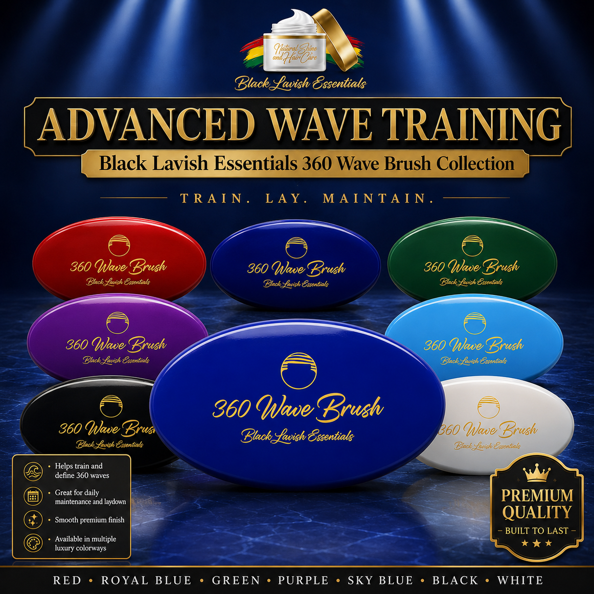 360 Wave Brush for Building Deeper Waves<br><br> Soft Brush & Medium-Hard Brush, 100% Boar Bristle