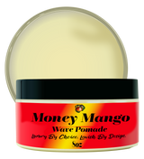Money Mango Wave Pomade jar with red label on a white background
