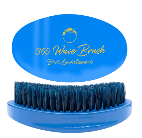 Blue 360 Wave Brush with black bristles on a white background