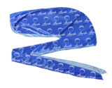 Blue satin durag with 'Lawish' branding on a white background. Silk durag made for laying down 360 waves and drying hair after applying wave pomade and brushing.

Premium royal blue silk durag with Lavish print. Protects waves, braids, and curls while adding shine and style.