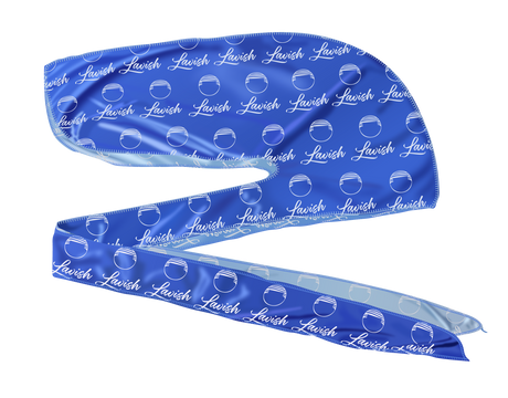Blue satin durag with 'Lawish' branding on a white background. Silk durag made for laying down 360 waves and drying hair after applying wave pomade and brushing.

Premium royal blue silk durag with Lavish print. Protects waves, braids, and curls while adding shine and style.