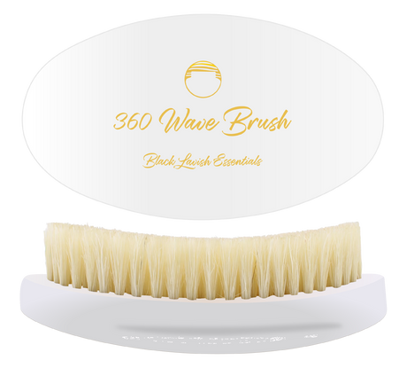 360 Wave Brush with white handle and beige bristles on a white background