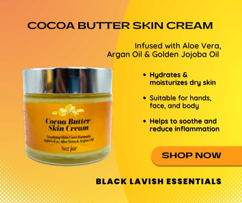 Cocoa Butter Aloe Vera Skin Cream Ultra-Smooth & Rehydrating Body Cream for Dry Skin Black Lavish Essentials