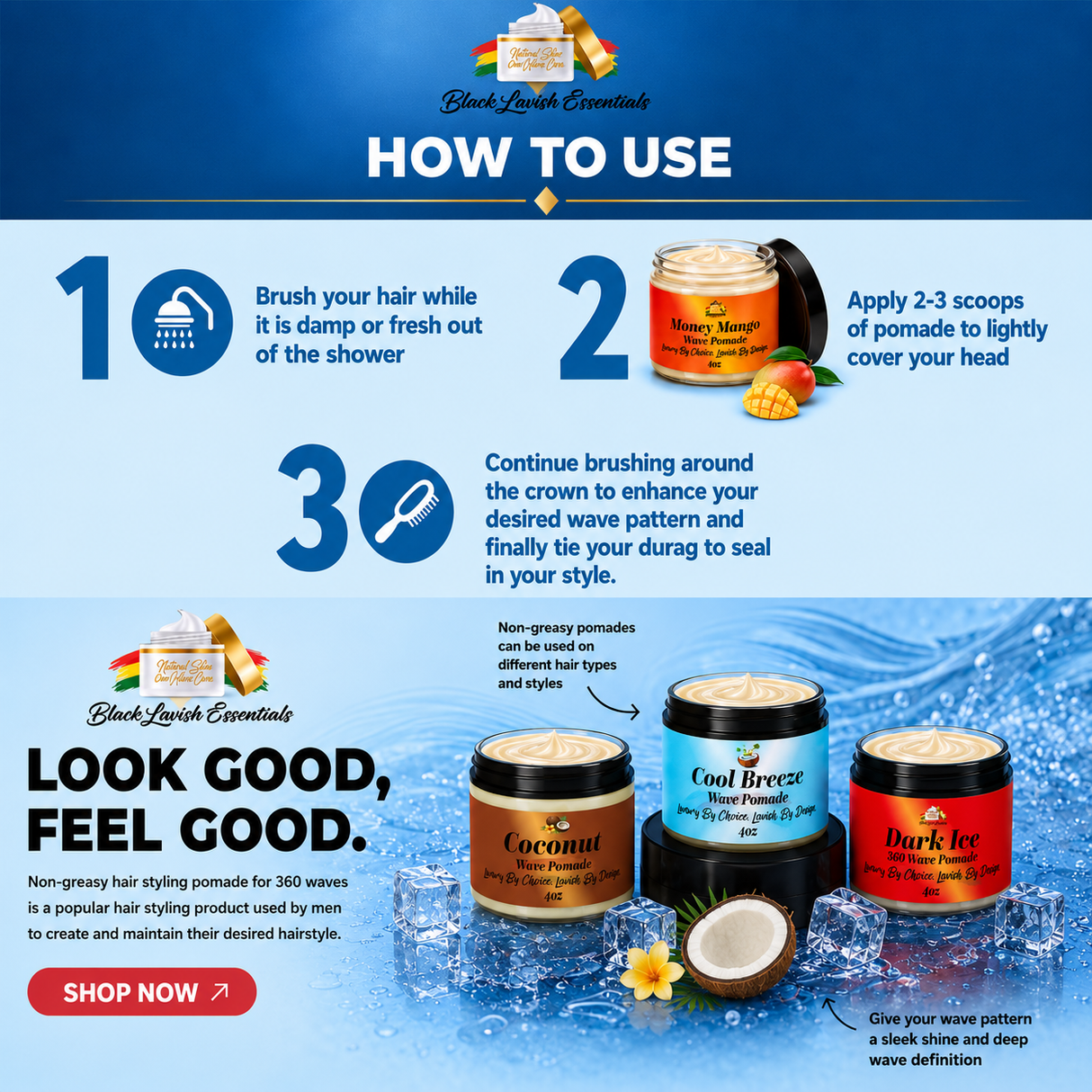 Ultra Smooth 360 Wave Pomade <br><br> Natural Non-Greasy Hair Styling Pomade For Deep Waves <br><br>Transform Your Wave Pattern
