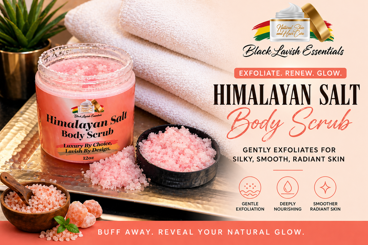 Pink Himalayan Salt<br>Exfoliating Shower Scrub - 12oz<br><br>Face & Body Scrub for Glowing Skin