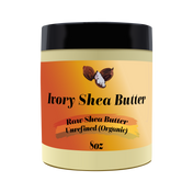 Jar of Ivory Shea Butter with a black lid on a white background