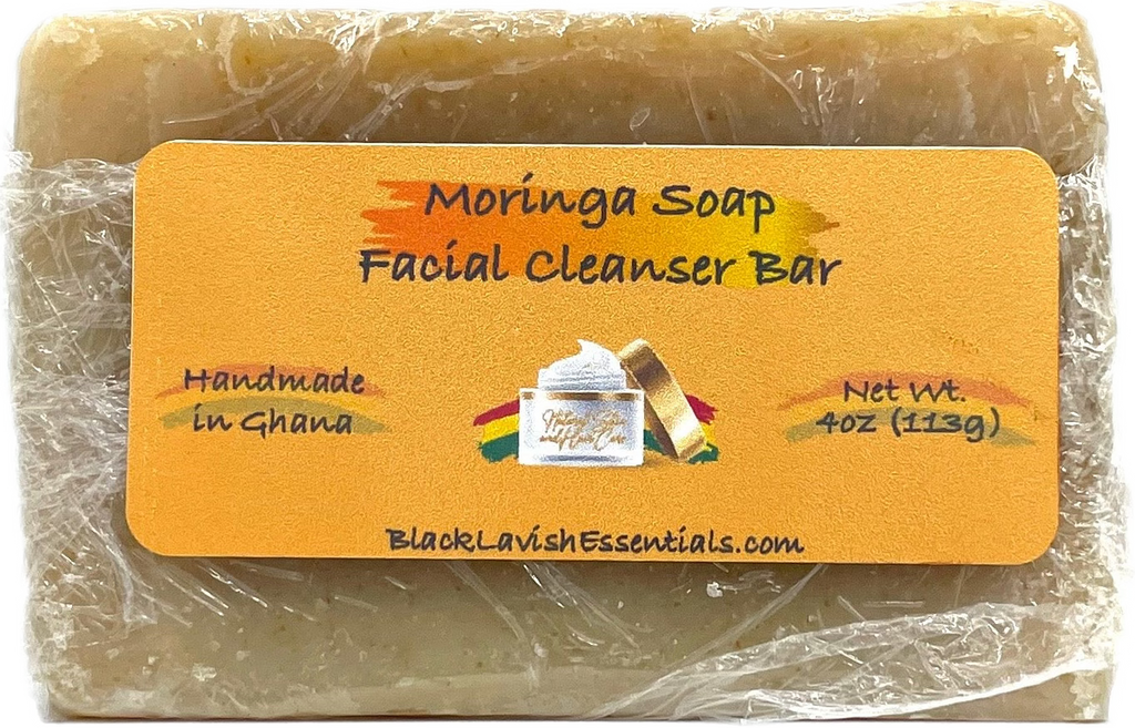 Moringa Soap Facial Cleanser Bar for Clear Glowing Skin<br><br> 100% Authentic Made in Ghana <br><br>4oz & 9oz Bar - Black Lavish Essentials