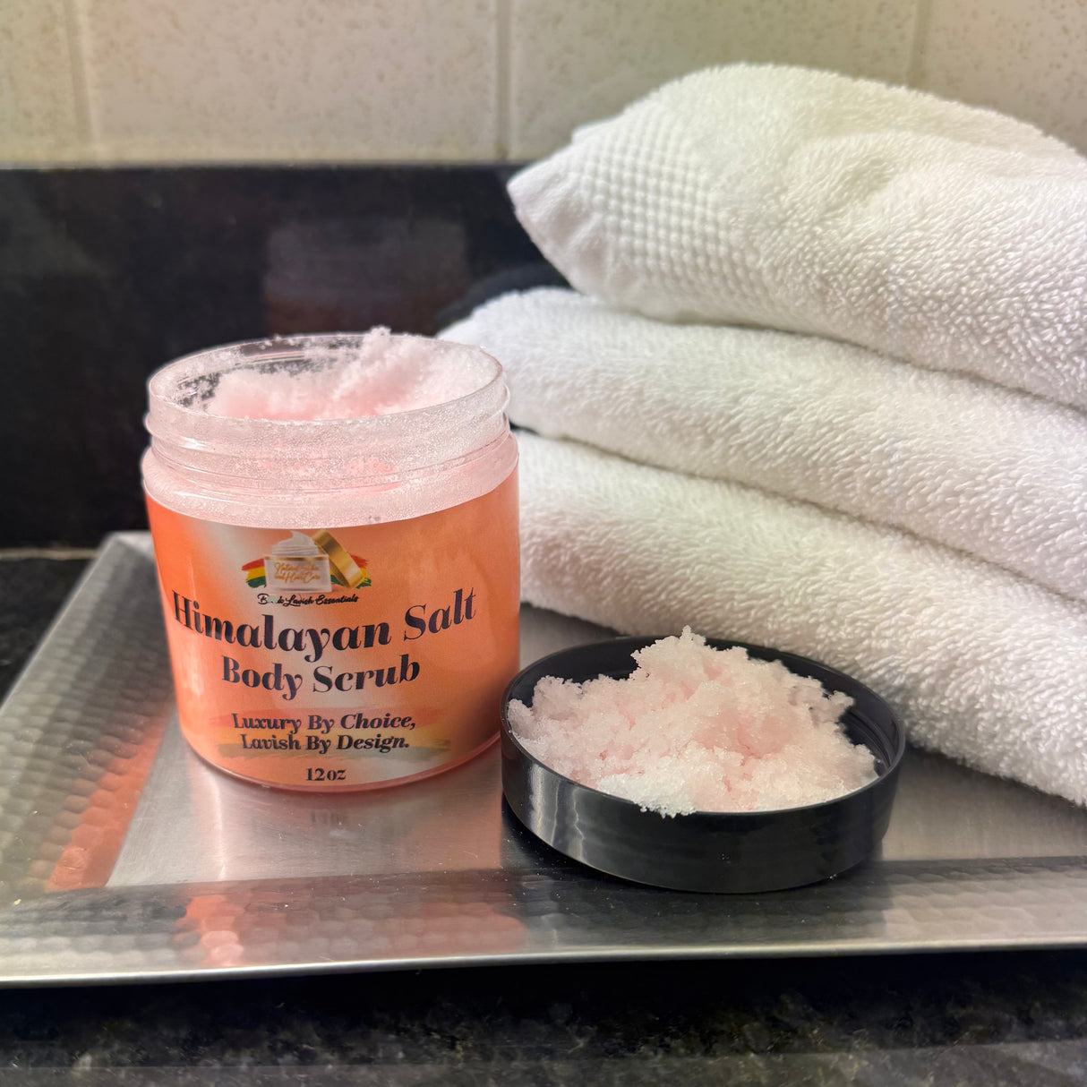 Pink Himalayan Salt<br>Exfoliating Shower Scrub - 12oz<br><br>Face & Body Scrub for Glowing Skin
