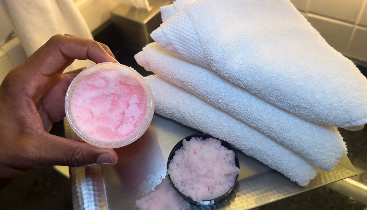Pink Himalayan Salt<br>Exfoliating Shower Scrub - 12oz<br><br>Face & Body Scrub for Glowing Skin