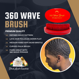 360 Wave Brush for Building Deeper Waves<br><br> Soft & Hard Boar Bristle Curved Brushes
