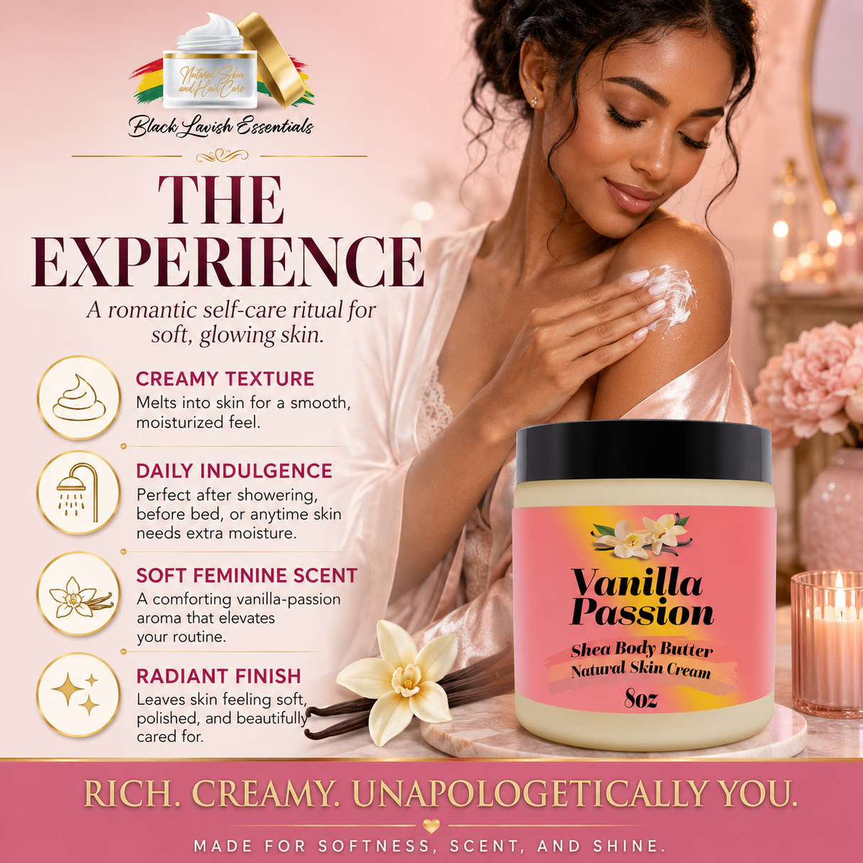 Ultra-Hydrating Body Butter<br><br>Shea Butter Infused with Golden Jojoba Oil, Argan, Rose Hip, & Aloe Vera Oil<br><br>Naturally Glowing Healthy Skin