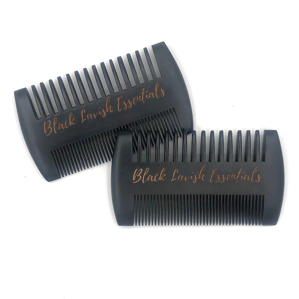 2-in-1 Wooden Beard Comb | Anti-Breakage for Full Beards | Engraved Peachwood - Black Lavish Essentials