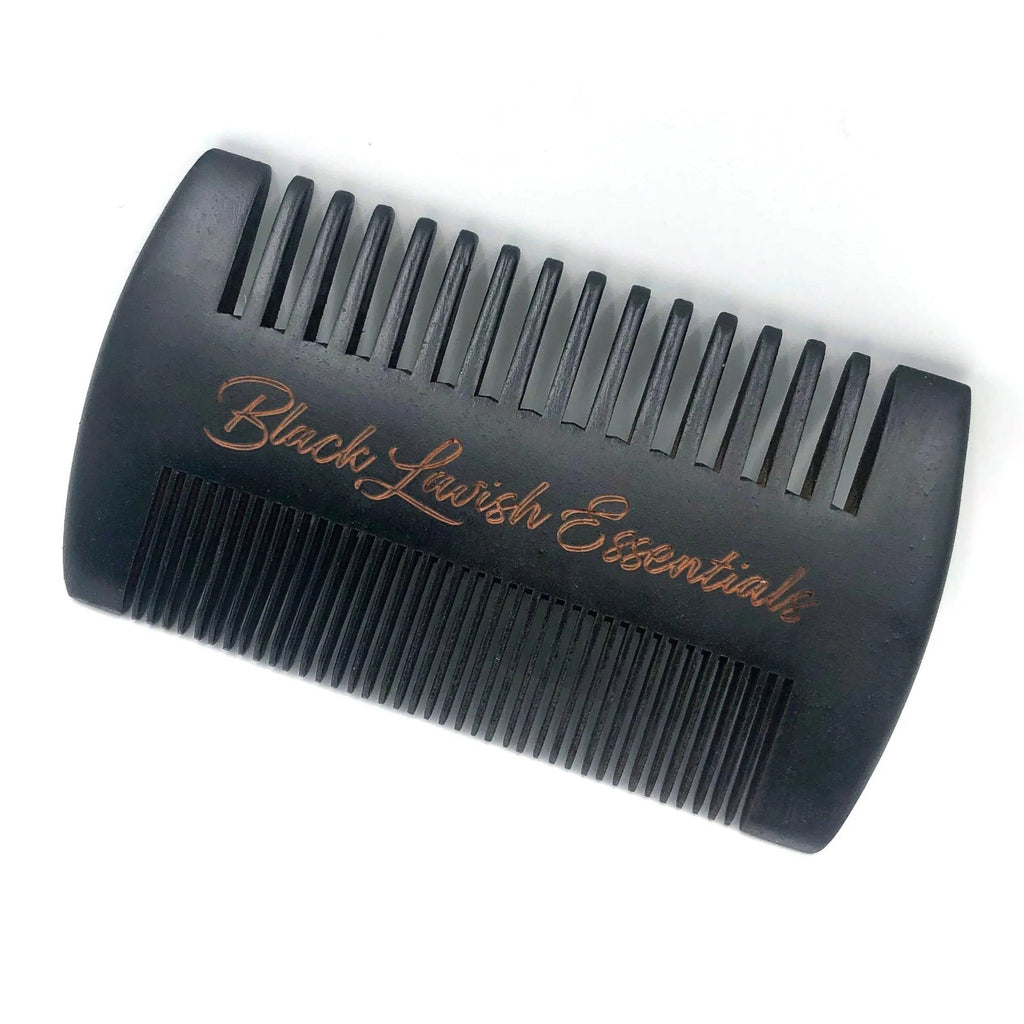 2-in-1 Wooden Beard Comb | Anti-Breakage for Full Beards | Engraved Peachwood - Black Lavish Essentials