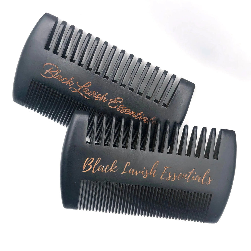 2-in-1 Wooden Beard Comb | Anti-Breakage for Full Beards | Engraved Peachwood - Black Lavish Essentials