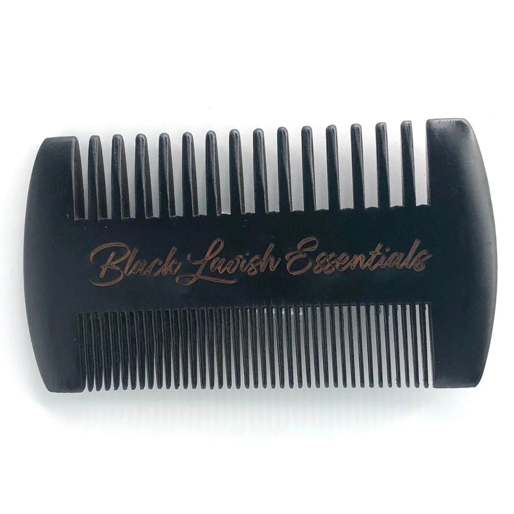 2-in-1 Wooden Beard Comb | Anti-Breakage for Full Beards | Engraved Peachwood - Black Lavish Essentials