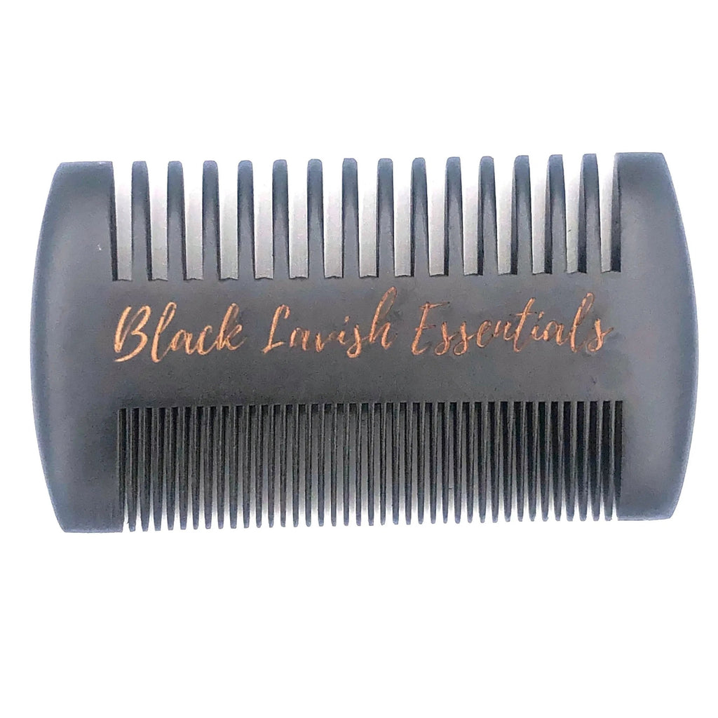 2-in-1 Wooden Beard Comb | Anti-Breakage for Full Beards | Engraved Peachwood - Black Lavish Essentials