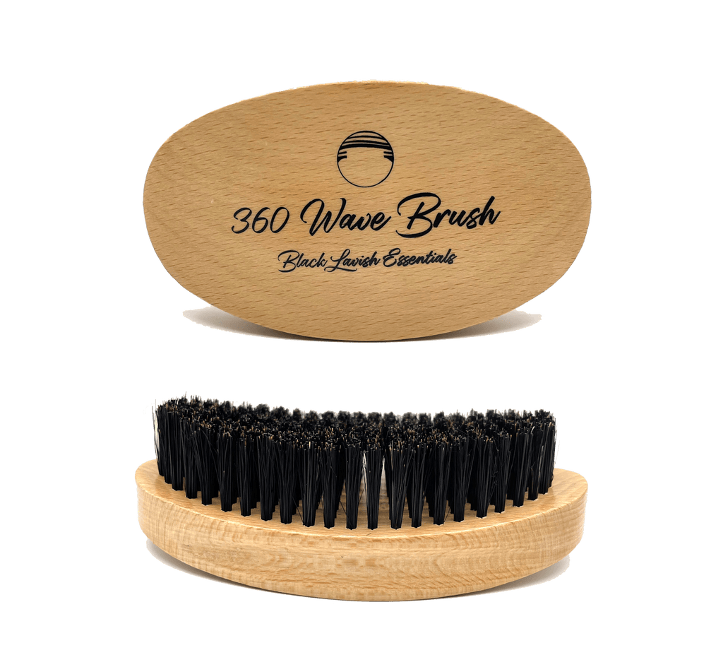 360 Wave Brush for Building Deeper Waves<br><br> Soft & Hard Boar Bristle Curved Brushes - Black Lavish Essentials
