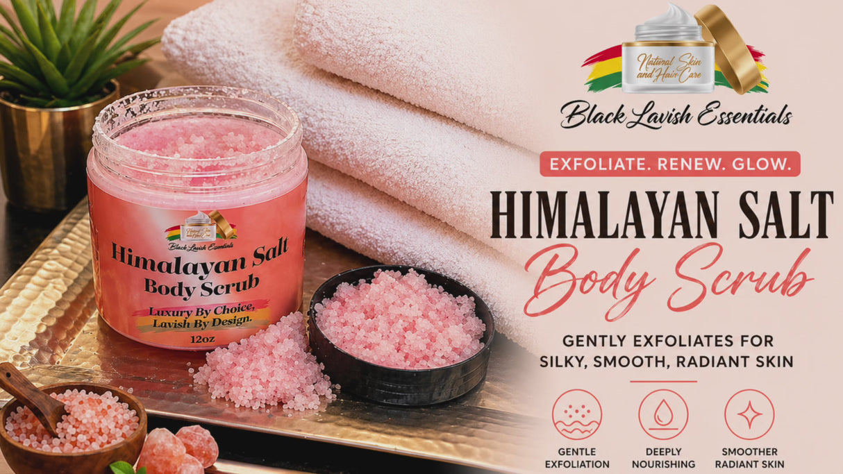 Pink Himalayan Salt<br>Exfoliating Shower Scrub - 12oz<br><br>Face & Body Scrub for Glowing Skin